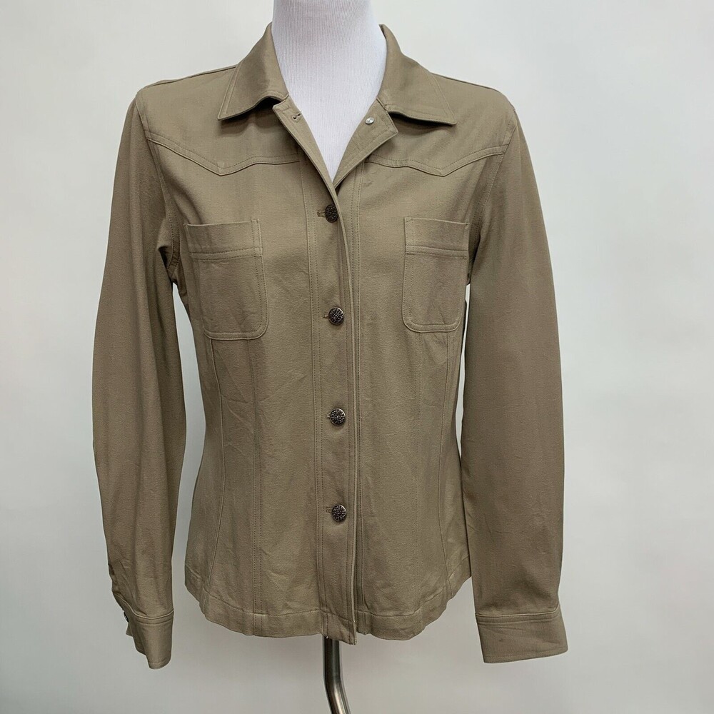 Rafaella Women's Top Size 6 Beige‎ Khaki Cotton Blend